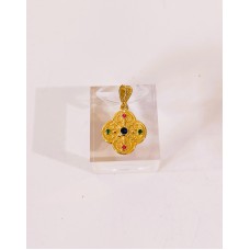 Ασημένιο επίχρυσο βυζαντινό μενταγιόν με ζιργκον (SN246)